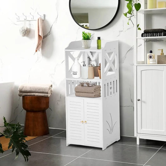Multi-Purpose White Storage Cabinet with Shelves & Doors
