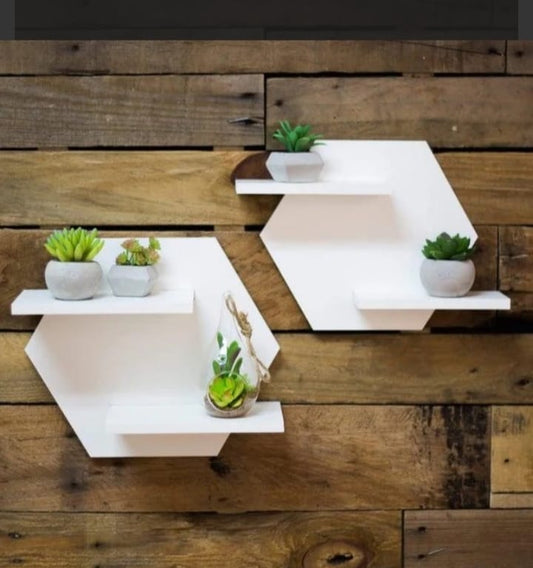 Decorative Wall Shelf Set of 2 – Modern 3D Look for Bedroom & Living Room