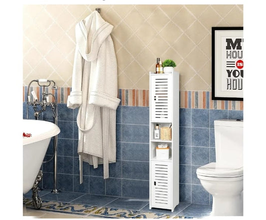Slim Multi-Purpose Tall Storage Cabinet with Doors & Shelves