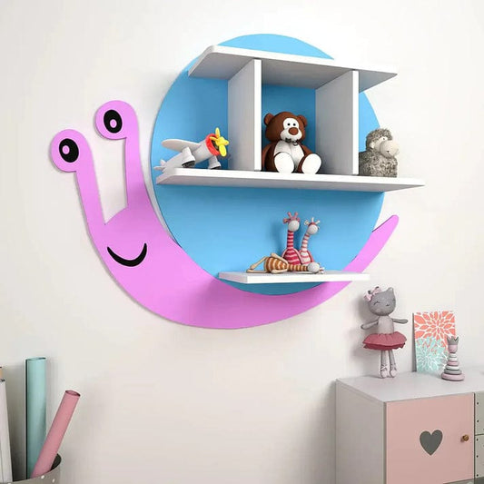 “Playful Snail Design Wooden Shelf – Perfect for Toys, Books, and Nursery Decoration