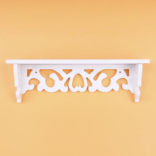Wall Mounted Shelf, White Carved Filigree Shelves Design Wall Shelf for Home, Bedroom, Study (S)