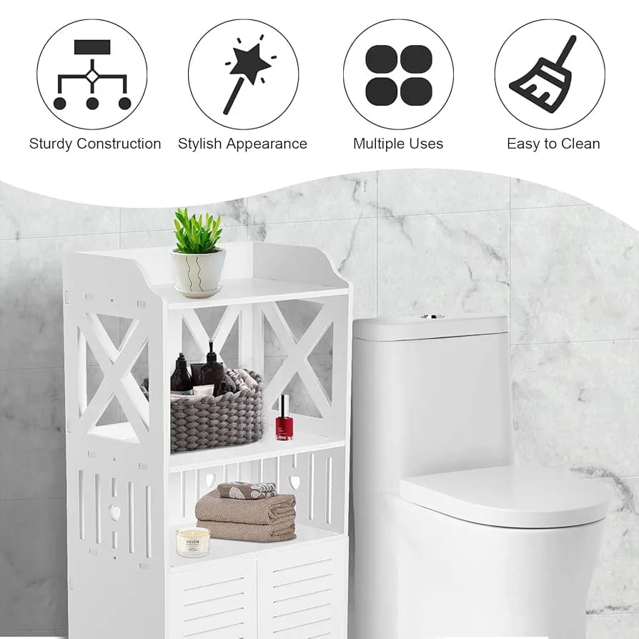 Multi-Purpose White Storage Cabinet with Shelves & Doors