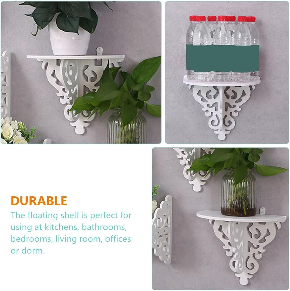Victorian Style Floating Wall Shelves – Small White Decorative Wall-Mounted Shelf for Flower Pots & Home Decor