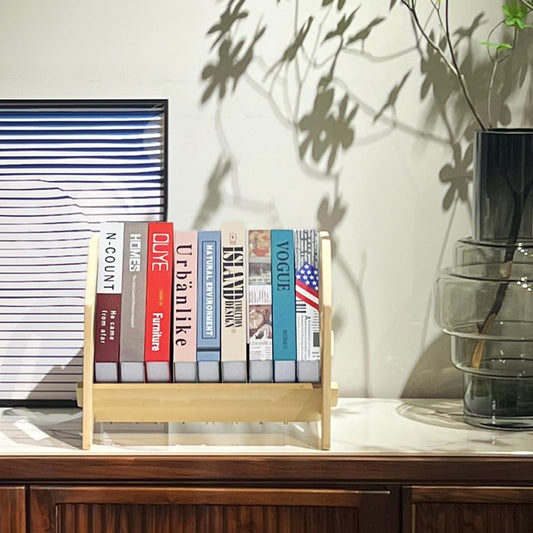 Wooden Desktop Book Rack – Modern Tabletop Book Holder Stand for Living Room, Study,