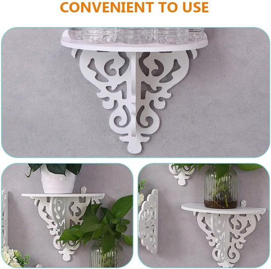 Victorian Style Floating Wall Shelves – Small White Decorative Wall-Mounted Shelf for Flower Pots & Home Decor