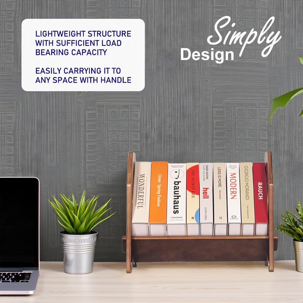 Wooden Desktop Book Rack – Modern Tabletop Book Holder Stand for Living Room, Study,