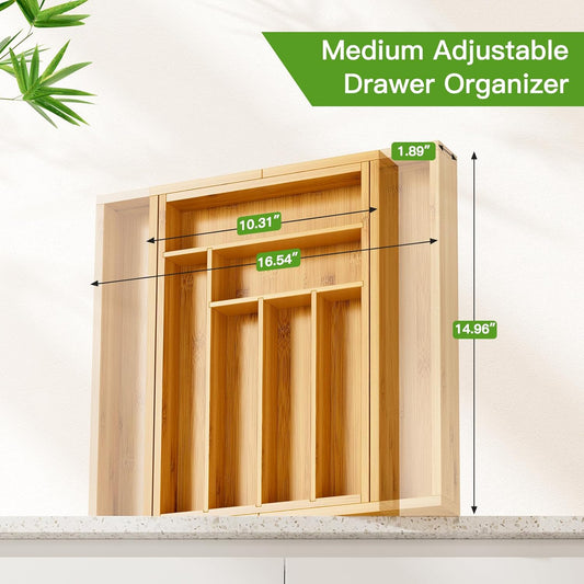 Natural wood Expandable Drawer Divider – Organize Your Kitchen & Workspace"
