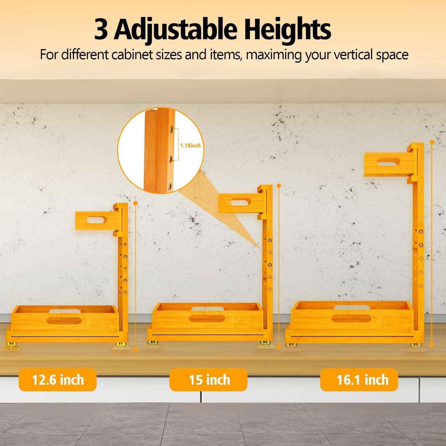 Under Sink wood Organizer – Dual Sliding Drawers for Bathroom, Kitchen & Pantry Storage