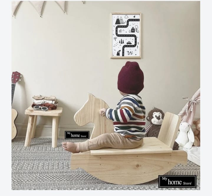 Wooden Rocking Horse for Toddlers – Minimalist Natural Design