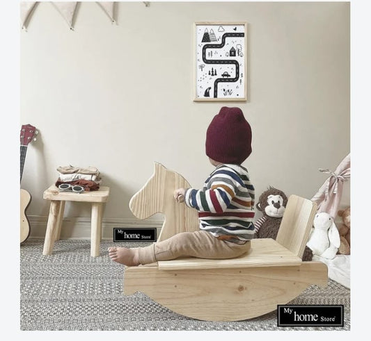 Wooden Rocking Horse for Toddlers – Minimalist Natural Design