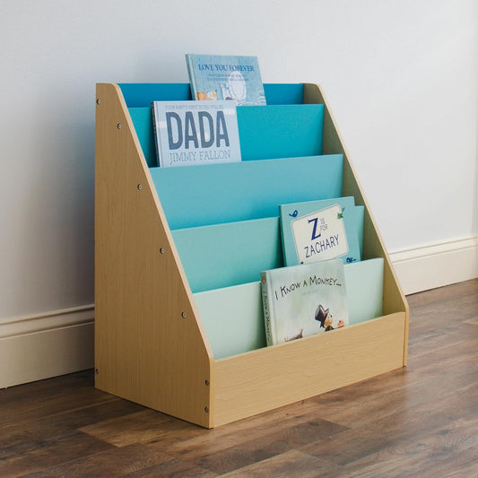 Kids 5-Tier Sling Bookshelf – Front-Facing Fabric Book Display Rack for Toddlers & Children