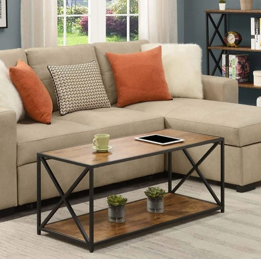 Modern Coffee Table by Carbon Loft – Industrial Style with Spacious Open Shelf.