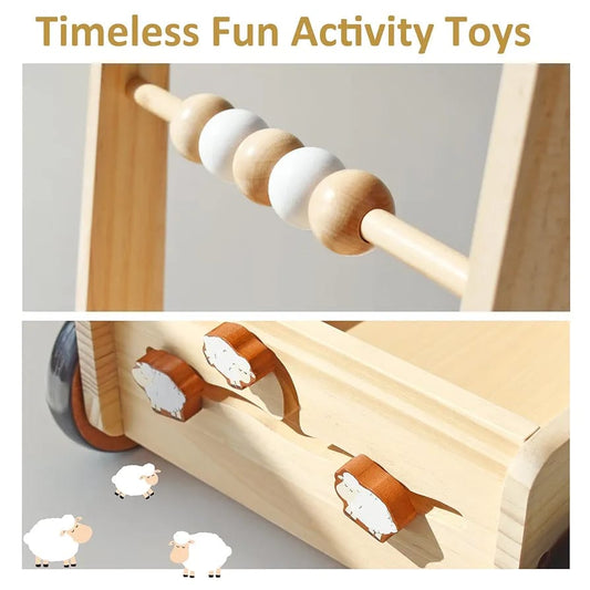 Wooden Speed Adjustable Baby Walker – Toddler Push Cart with Storage