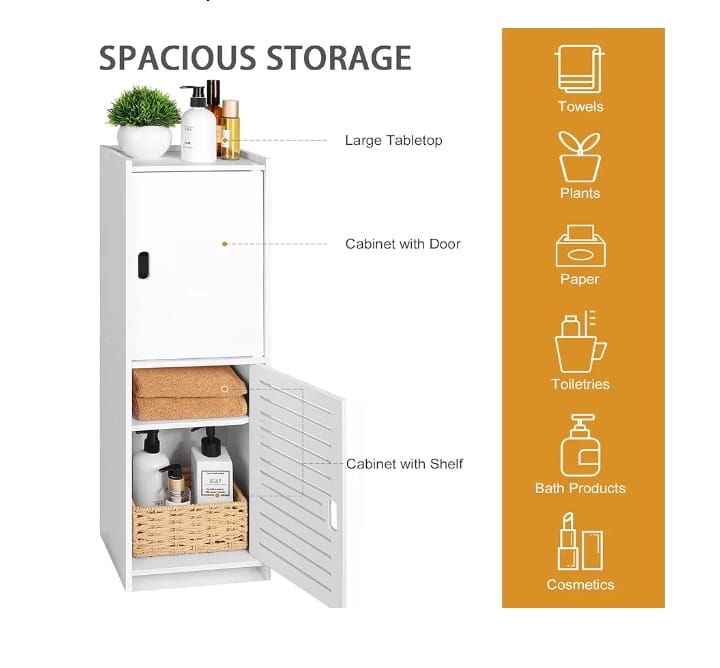 Modern Bathroom Storage Cabinet – Slim Multi-Purpose Organizer