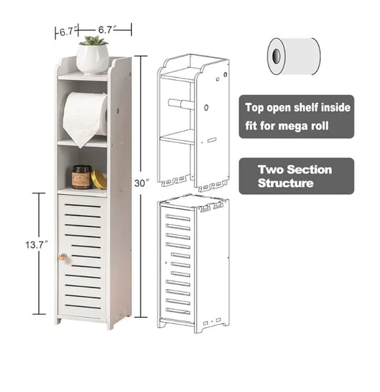 Slim Toilet Paper & Bathroom Storage Cabinet – Multi-Purpose Organizer