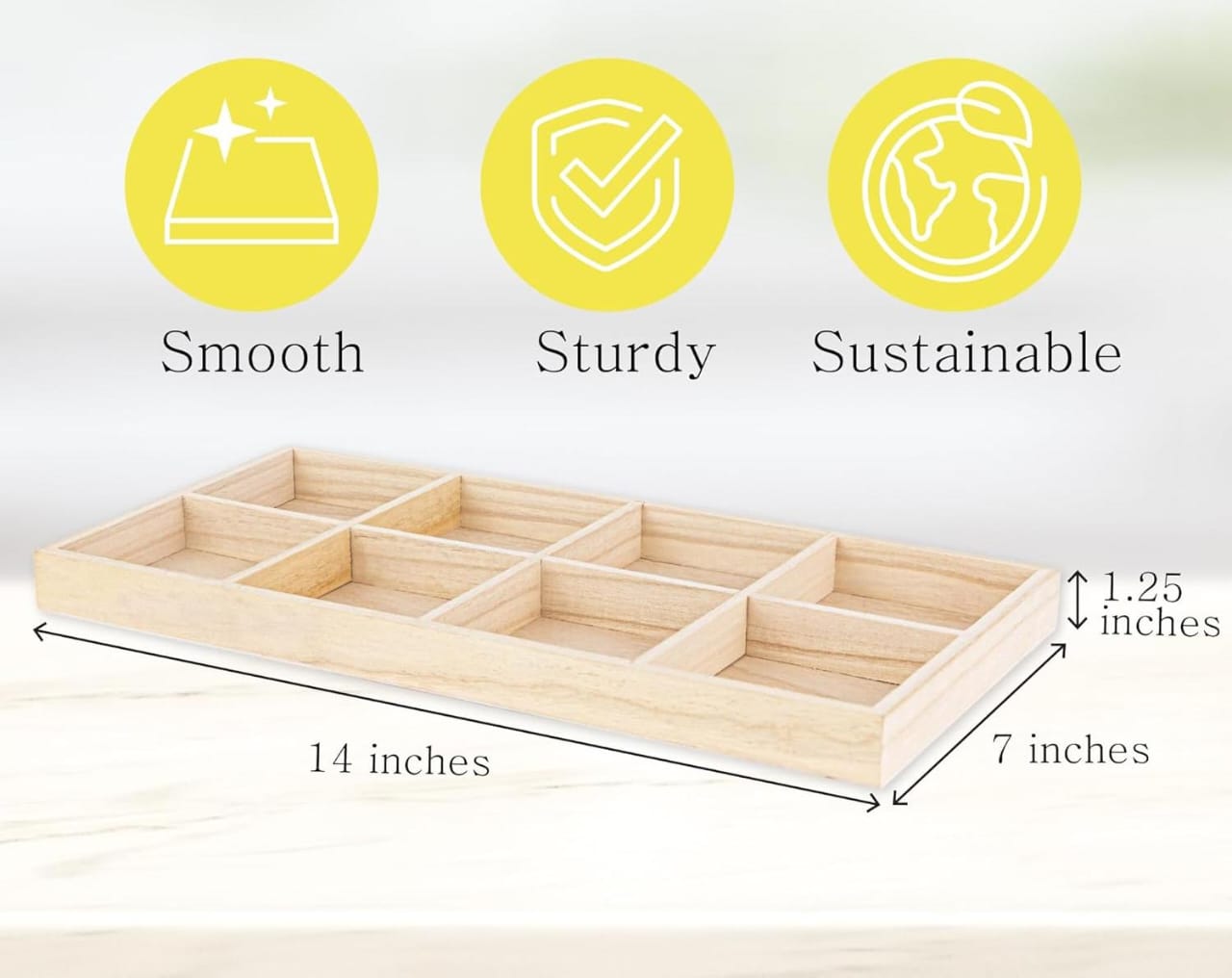 Wooden Drawer Organizer – Smooth, Sturdy & Sustainable Multi-Compartment Storage Tray