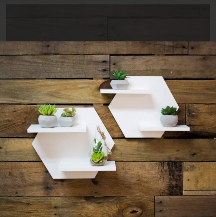 Decorative Wall Shelf Set of 2 – Modern 3D Look for Bedroom & Living Room