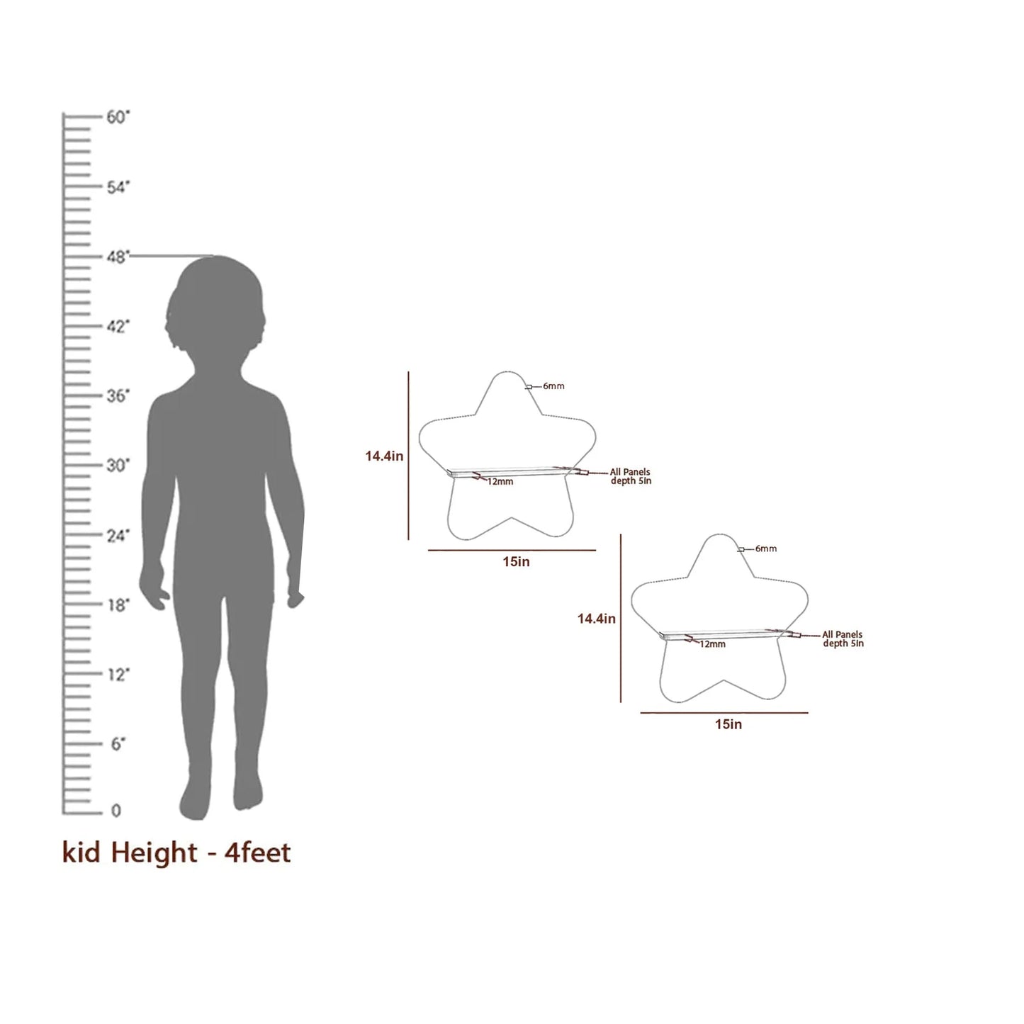 Set of 2 Star-Shaped Wooden Wall Shelves – Cute & Functional Wall Decor for Kids’ Rooms or Nursery