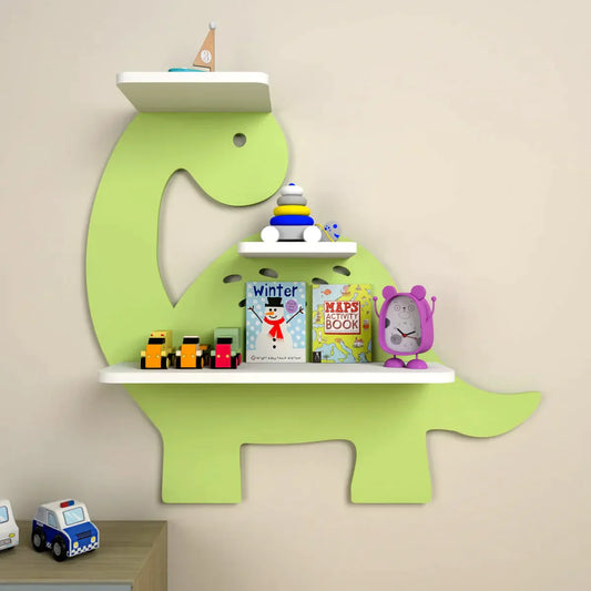 Dinosaur Wall Shelf for Kids – Wooden Storage Rack in Fun Design