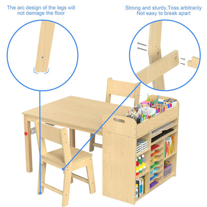 Kids Wooden Activity Table with Storage & Chairs