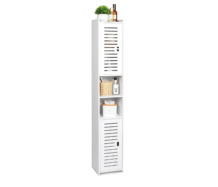 Slim Multi-Purpose Tall Storage Cabinet with Doors & Shelves