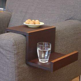 Custom Teak Sofa Armrest Tray – Made-to-Measure Table for Drinks, Work & More