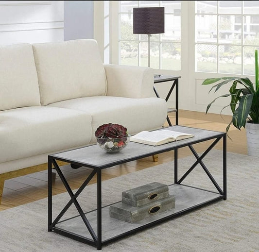 Modern Coffee Table by Carbon Loft – Industrial Style with Spacious Open Shelf.