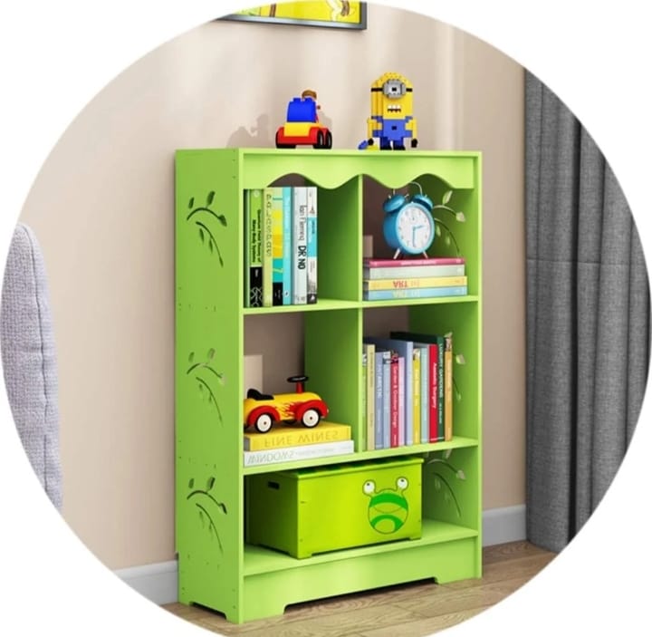 Kids Wooden Bookshelf & Toy Storage Organizer – Cute Green Design
