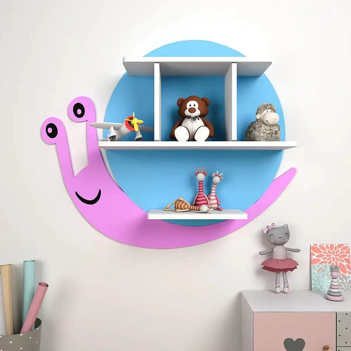 “Playful Snail Design Wooden Shelf – Perfect for Toys, Books, and Nursery Decoration