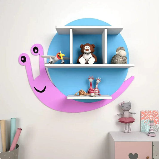 “Playful Snail Design Wooden Shelf – Perfect for Toys, Books, and Nursery Decoration