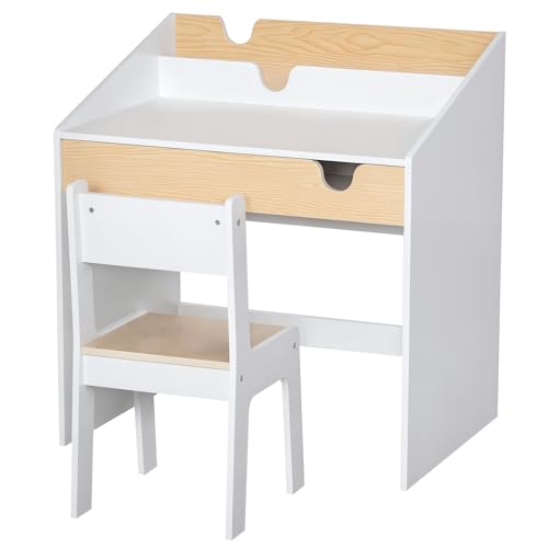 Kids Wooden Study Desk with Chair – Compact Learning Station