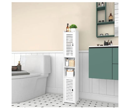 Slim Multi-Purpose Tall Storage Cabinet with Doors & Shelves