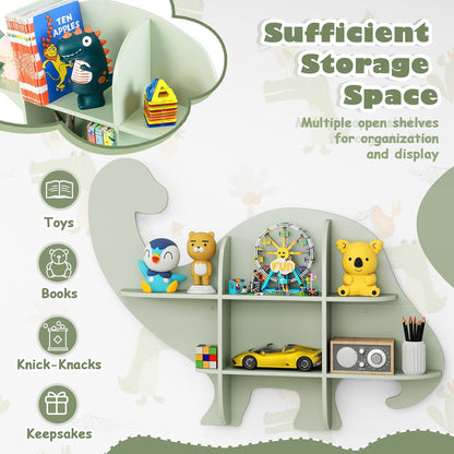 Dinosaur Shaped Wooden Wall Shelf – Kids Room Decorative Storage Rack