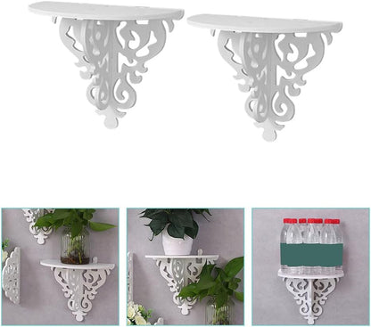 Victorian Style Floating Wall Shelves – Small White Decorative Wall-Mounted Shelf for Flower Pots & Home Decor