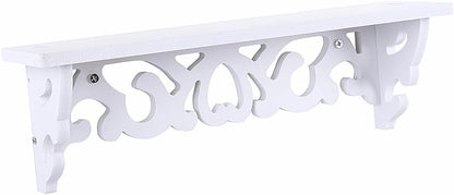 Wall Mounted Shelf, White Carved Filigree Shelves Design Wall Shelf for Home, Bedroom, Study (S)