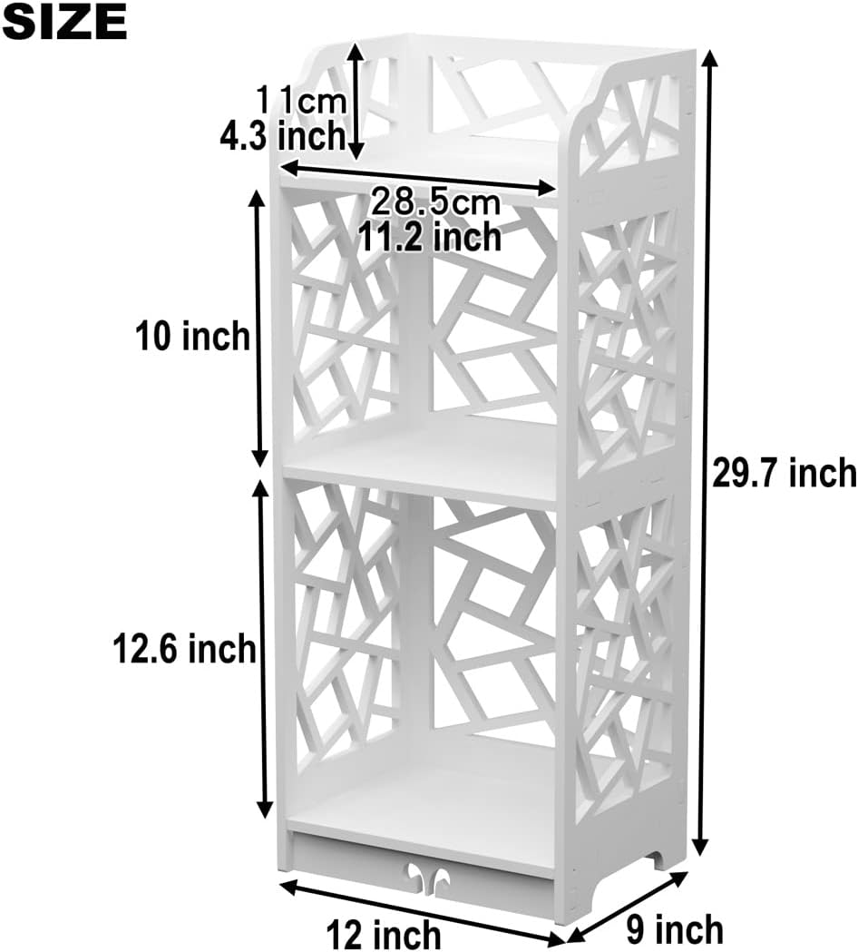 Slim 3-Tier Bookcase – Narrow Standing Shelf for Kids' Room, Bedroom & Small Spaces