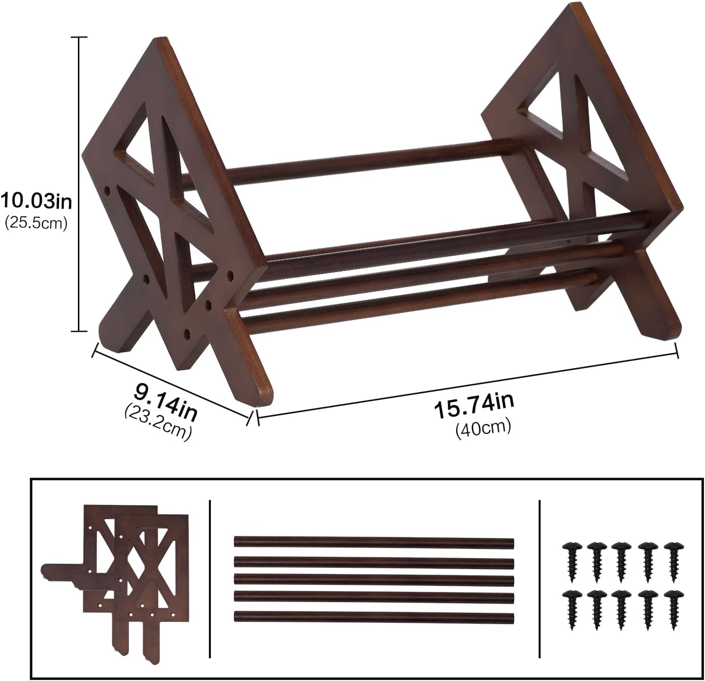 Desktop Bookshelf Organizer – Small Tilting Tabletop Bookcase & Storage Rack for Office, Living Room, or Study (Brown Finish)