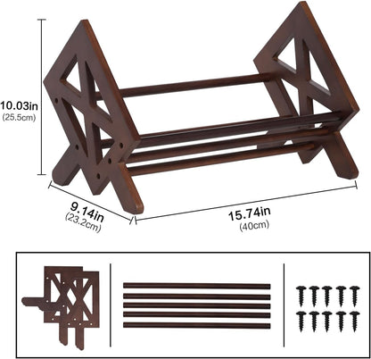 Desktop Bookshelf Organizer – Small Tilting Tabletop Bookcase & Storage Rack for Office, Living Room, or Study (Brown Finish)