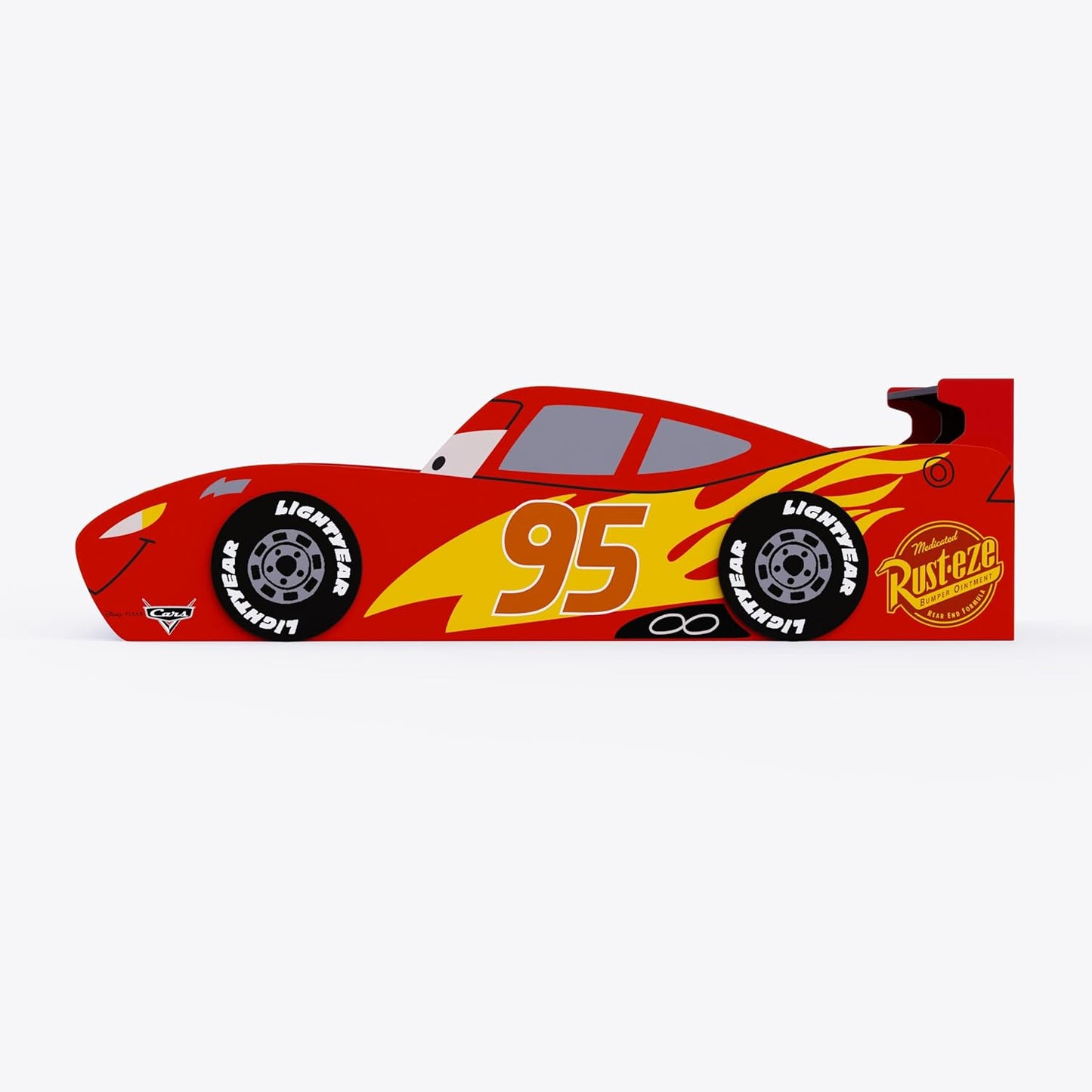 Lightning McQueen Kids Race Car Bed – Matte Finish Single Bed with Cubbies | 72x36 Inch Mattress | 150kg Capacity | 12-Month Warranty