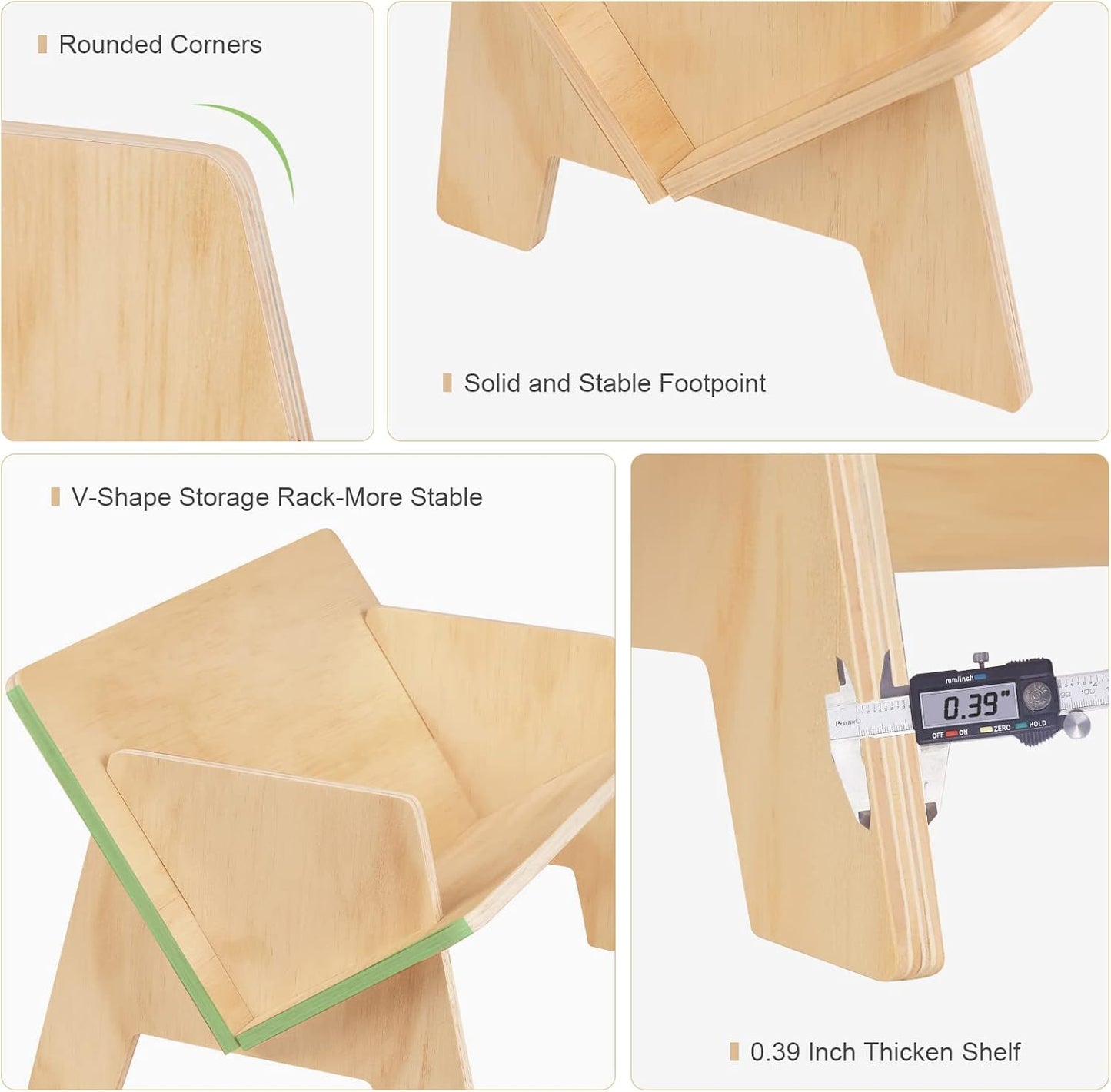 Wooden Tabletop Bookshelf – Compact Desktop Book Organizer & Cookbook Shelf for Office, Bedroom, or Living Room (Burlywood Finish)