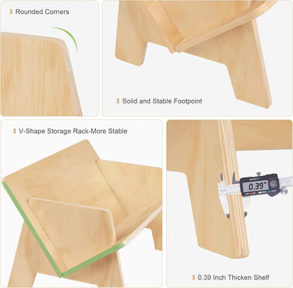 Wooden Tabletop Bookshelf – Compact Desktop Book Organizer & Cookbook Shelf for Office, Bedroom, or Living Room (Burlywood Finish)