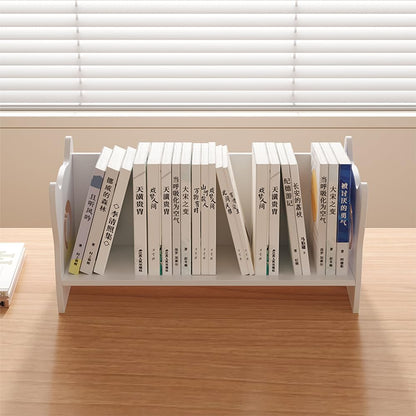 White MDF Desktop Bookshelf – Small Tilting Bookcase & Desk Organizer for Kids, Books, Magazines, and CDs