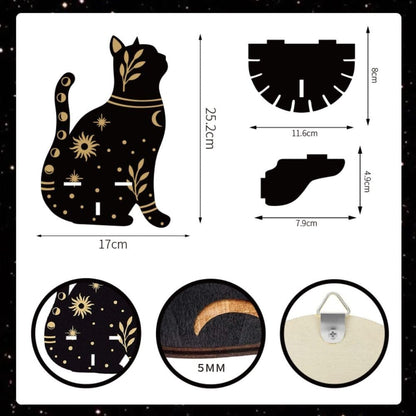 Cat-Shaped Wooden Crystal Shelf – Lovely Wall Hanging Display Stand for Crystals, Stones & Decor | Aspen Decorative Wall Storage Rack
