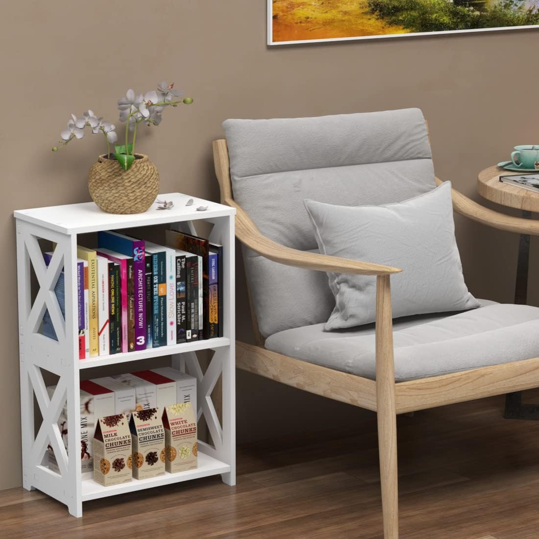 Compact 2-Tier Wooden Storage Shelf – Small Vertical Organizer for Books, Snacks & Essentials
