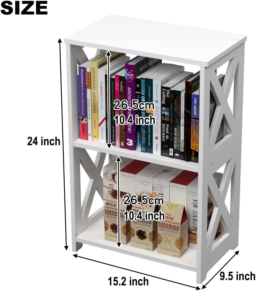 Compact 2-Tier Wooden Storage Shelf – Small Vertical Organizer for Books, Snacks & Essentials