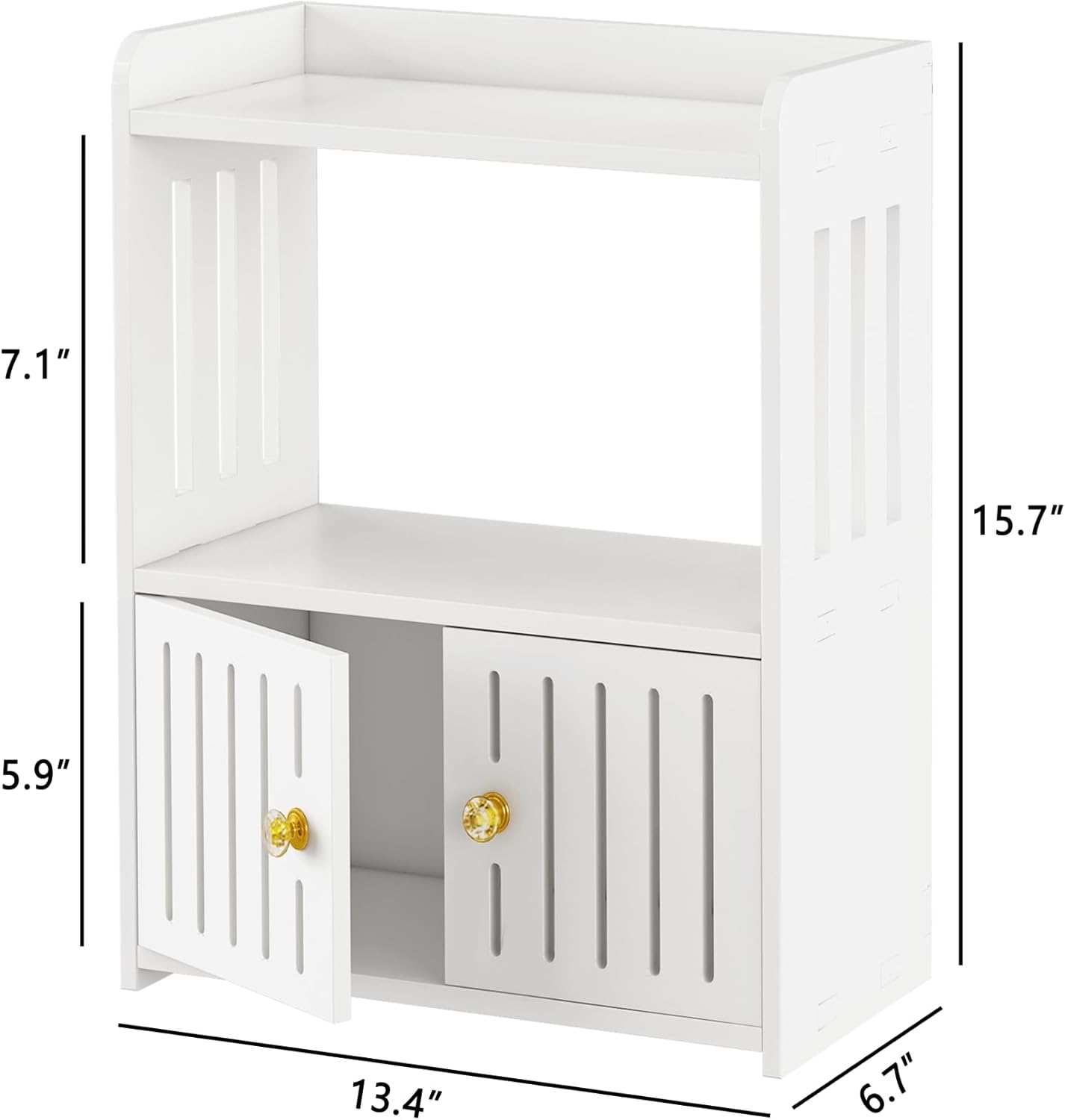 3-Tier White Bathroom Countertop Organizer with Doors – Storage Shelf.
