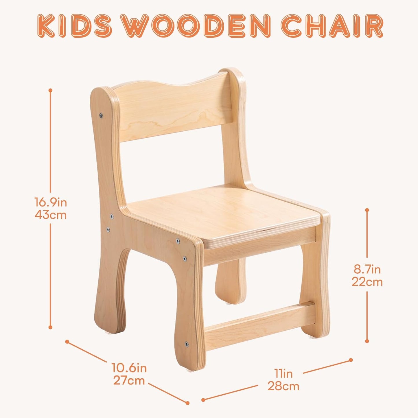 ROBOTIME Wooden Kids Chairs – Set of 2 Toddler Chairs for Table, Playroom, and Nursery | Safe & Sturdy Children’s Wooden Furniture for Eating, Reading & Playing