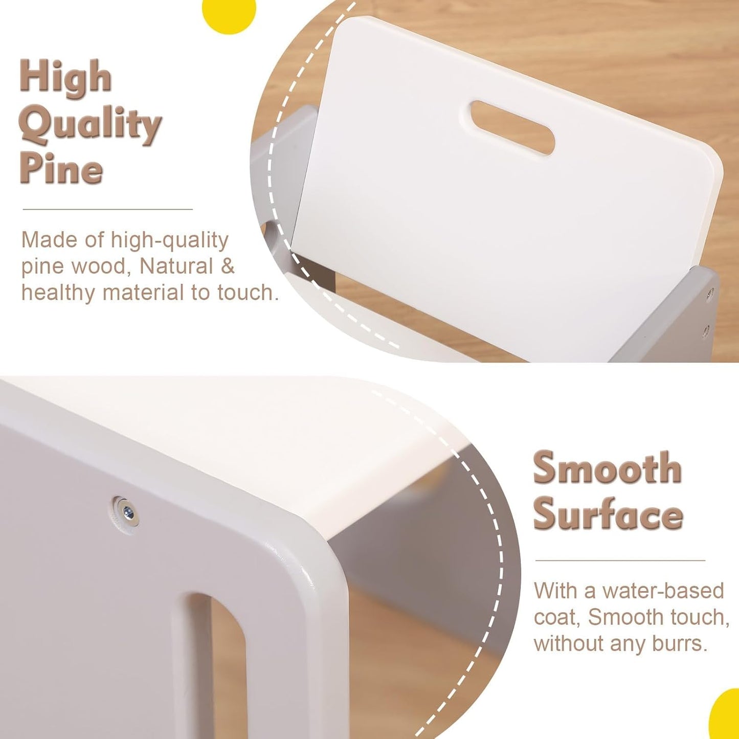 FUNLIO Montessori Toddler Table & Chair Set – Adjustable Wooden Weaning Set for Ages 1-3, Grey