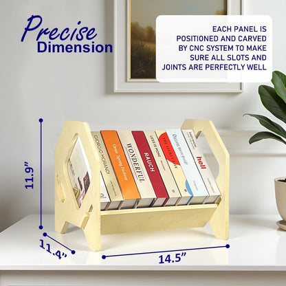 Wooden Desktop Book Rack – Modern Tabletop Book Holder Stand for Living Room, Study,
