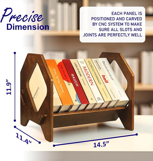 Wooden Desktop Book Rack – Modern Tabletop Book Holder Stand for Living Room, Study,